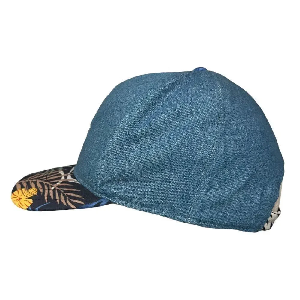 Disney Mickey Mouse Denim Hawaiian‎ Floral Print Strap Back Hat Youth OS